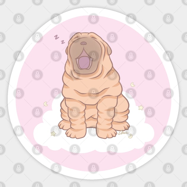 Fawn Shar Pei Puppy - Cute Shar Pei Yawning II Sticker by anacecilia